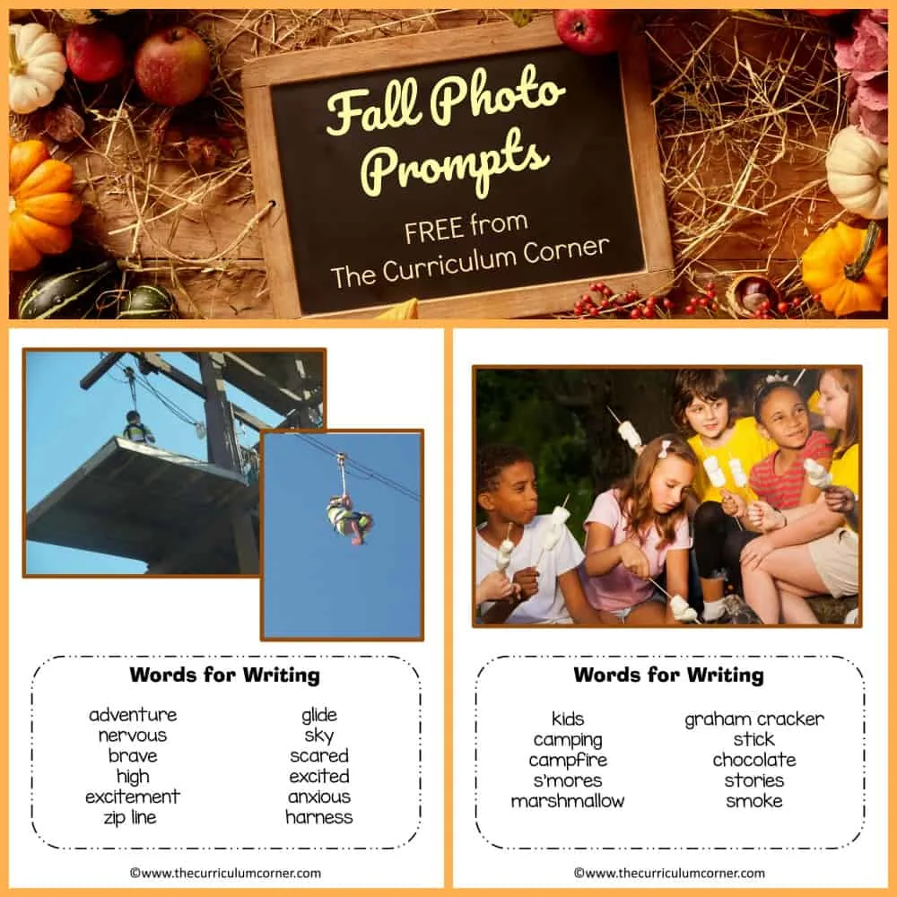 FREE Fall Photo Prompts for Writing from The Curriculum Corner 2