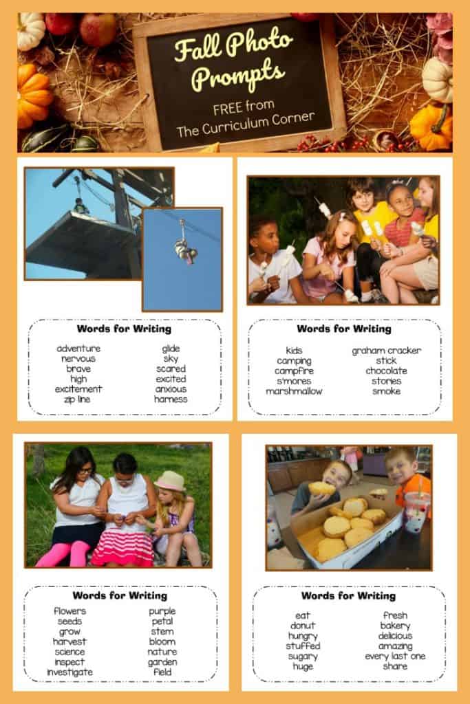 FREE Fall Photo Prompts for Writing from The Curriculum Corner 3