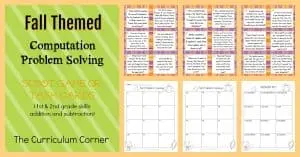 Fall Themed Problem Solving Task Cards from The Curriculum Corner | Scoot Game | FREE