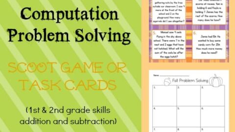 Fall Themed Problem Solving Task Cards from The Curriculum Corner | Scoot Game