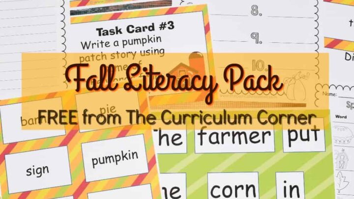 FREE Fall Literacy Pack from The Curriculum Corner | Word Work | Fluency Sentences | Write the Room & more