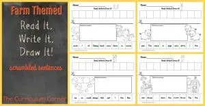 FREE Read It, Write It, Draw It Scrambled Sentences in a Farm Theme