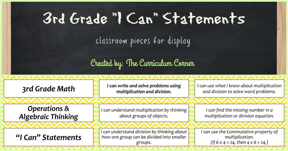 FREE 3rd Grade Kid Friendly Standards from The Curriculum Corner | NOT Common Core Many Resources Available