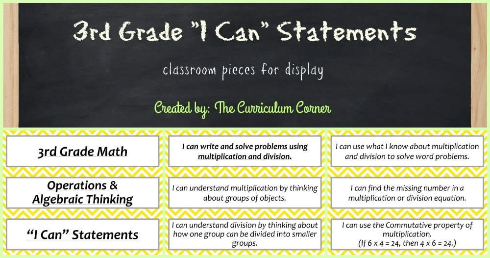 FREE 3rd Grade Kid Friendly Standards from The Curriculum Corner | NOT Common Core Many Resources Available