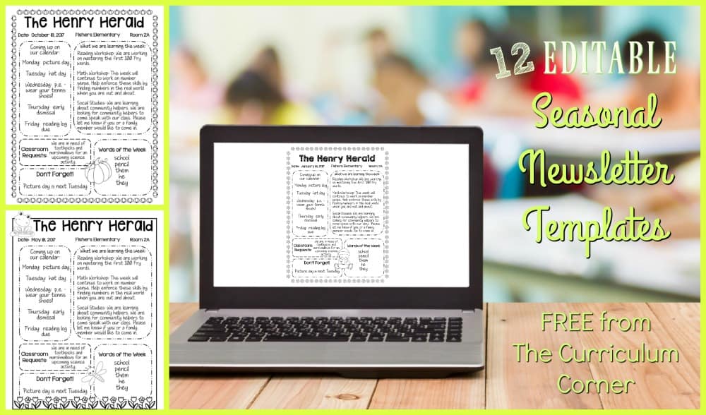 Editable Seasonal Newsletter Templates The Curriculum Corner 123 Editable Seasonal Newsletter Templates The Curriculum Corner 123