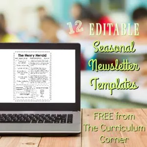 FREE 12 Seasonal Newsletter Templates from The Curriculum Corner | Classroom Newsletter