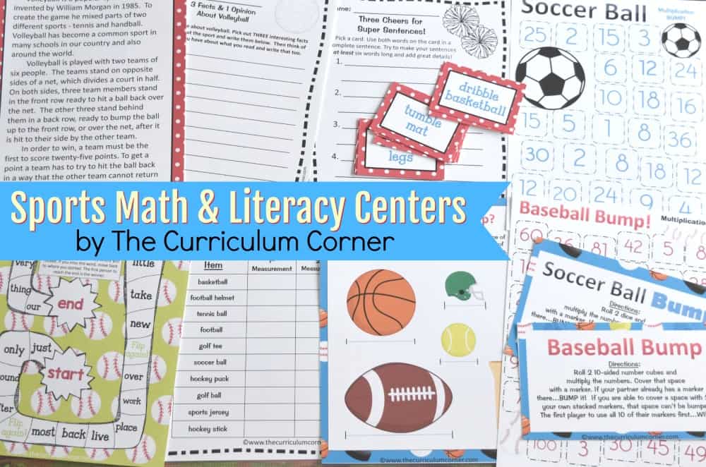 FREE Math Sports Games & Sports Reading Centers from The Curriculum Corner