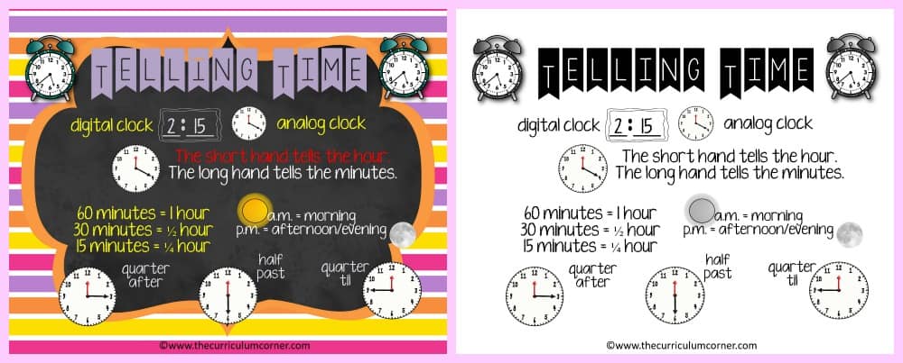 FREE Telling Time Resources for 2nd Grade Math | The Curriculum Corner | Centers 6