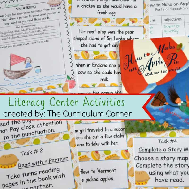 FREE Literacy Center Activities for How to Make an Apple Pie and See the World FREE from The Curriculum Corner 2