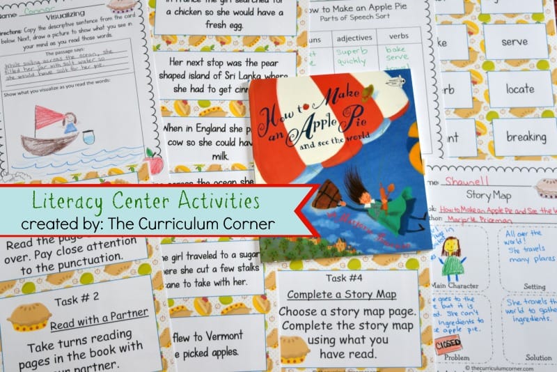 FREE Literacy Center Activities for How to Make an Apple Pie and See the World FREE from The Curriculum Corner