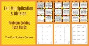 FREE Fall Math Multiplication & Division Problem Solving