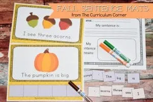 FREE Fall Scrambled Sentence Mats from The Curriculum Corner