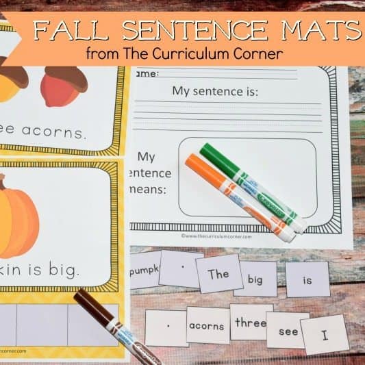 FREE Fall Scrambled Sentence Mats from The Curriculum Corner The
