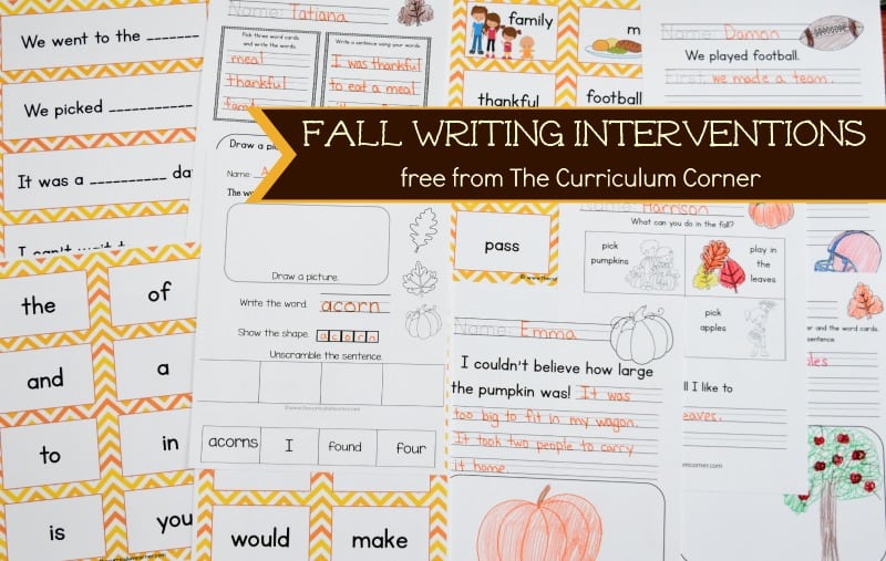 FREE Fall Writing Interventions from The Curriculum Corner