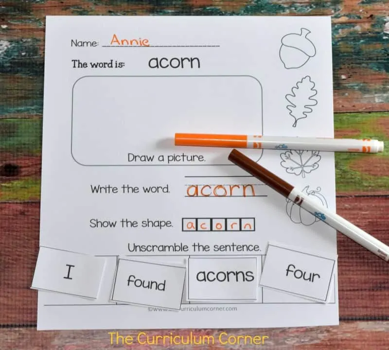 FREE Fall Writing Interventions from The Curriculum Corner 6