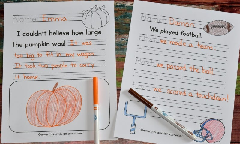 FREE Fall Writing Interventions from The Curriculum Corner 4