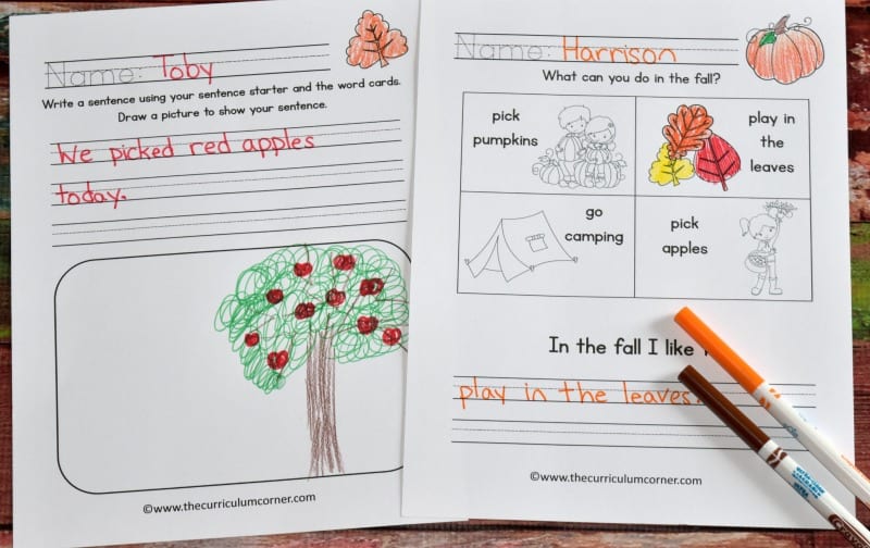 FREE Fall Writing Interventions from The Curriculum Corner 3