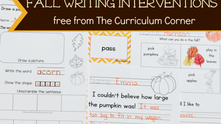 FREE Fall Writing Interventions from The Curriculum Corner 4 6