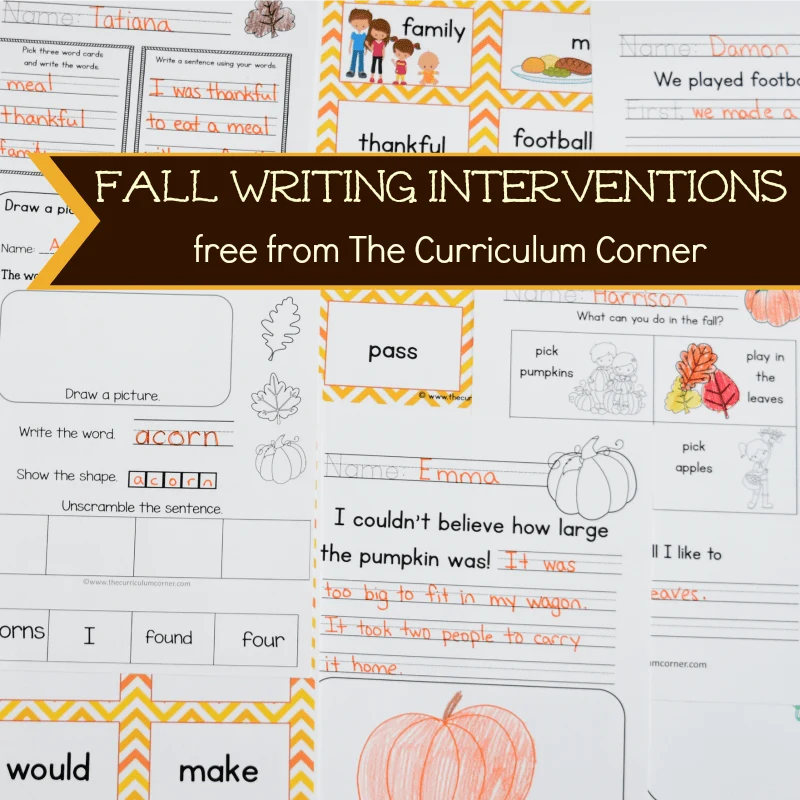 FREE Fall Writing Interventions from The Curriculum Corner 4 6