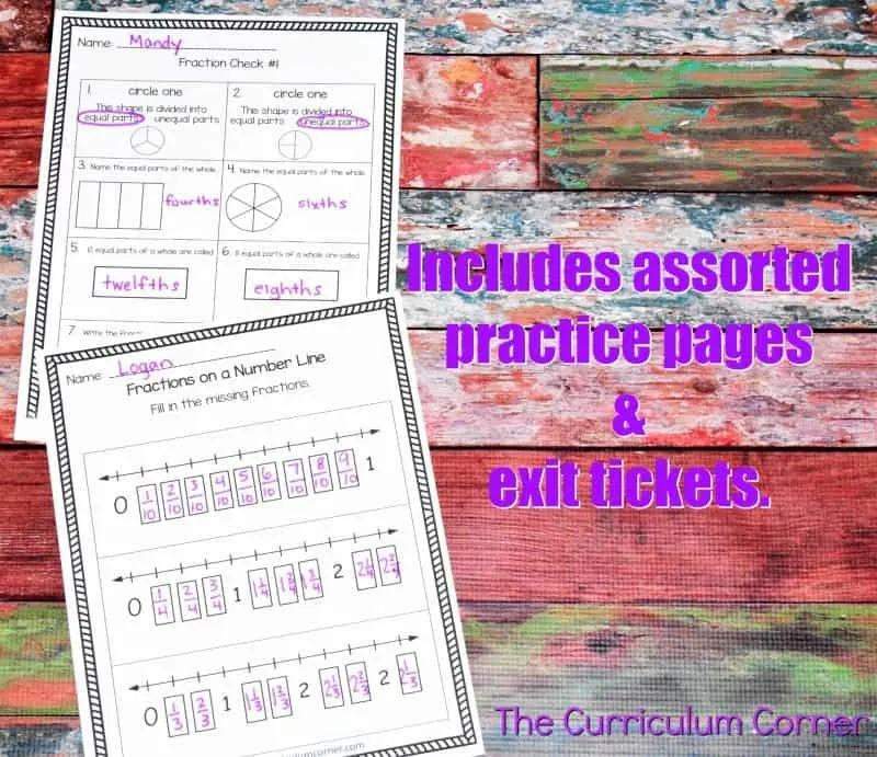 Understanding Fractions FREE from The Curriculum Corner | practice pages, assessments,exit tickets, instructional powerpoint