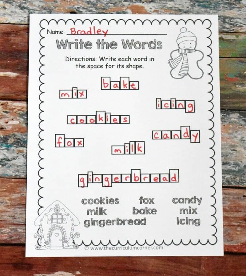 FREE Gingerbread Literacy Centers from The Curriculum Corner 8