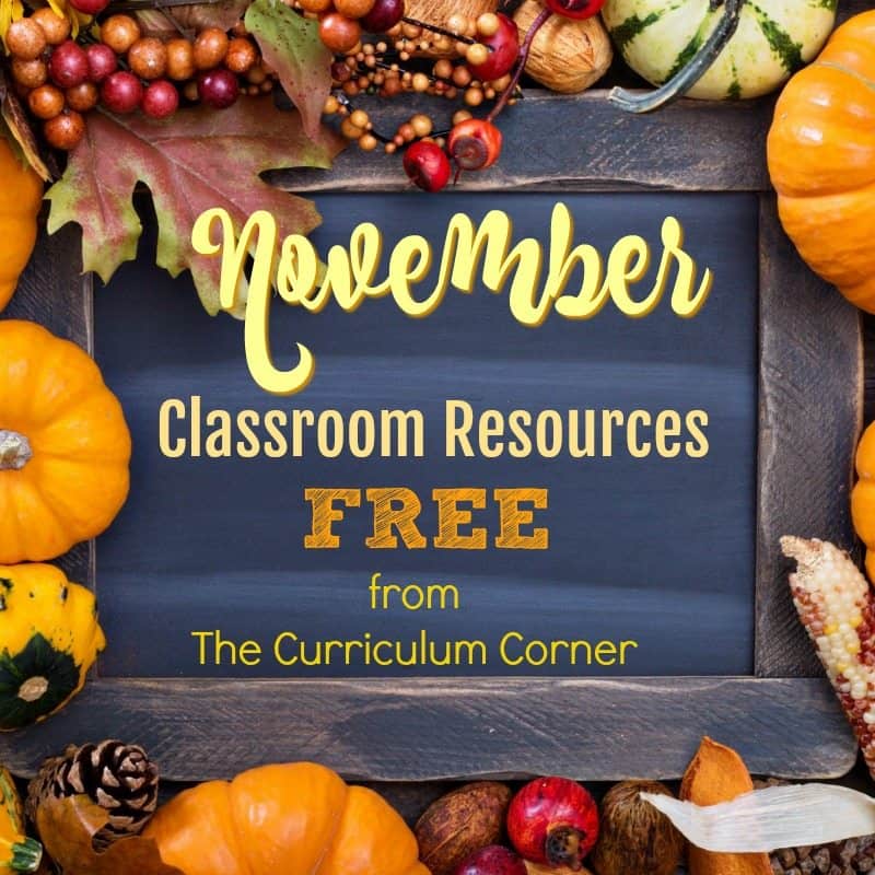 FREE November Resource Collection & Binder Cover all FREE from The Curriculum Corner