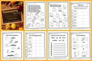 Thanksgiving Print & Go Pages for Math & Literacy FREE from The Curriculum Corner