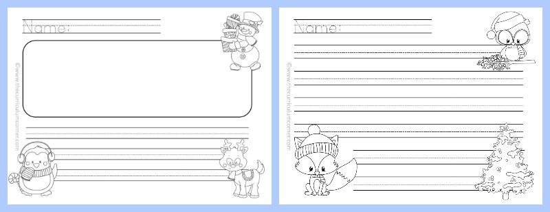 FREE Winter Themed Lined Writing Papers from The Curriculum Corner | Winter Lined Papers 2
