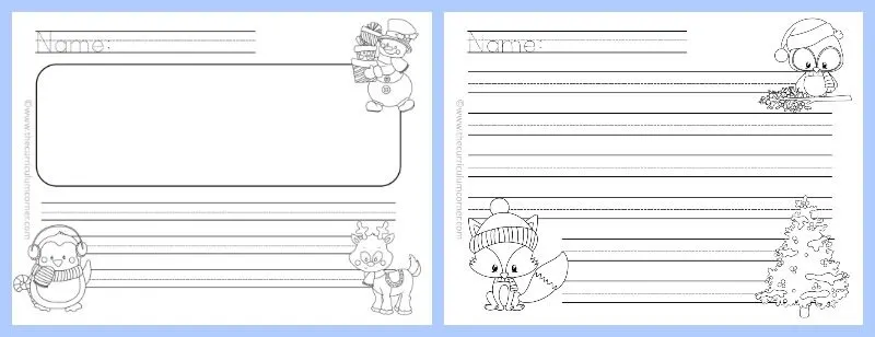 FREE Winter Themed Lined Writing Papers from The Curriculum Corner | Winter Lined Papers 2