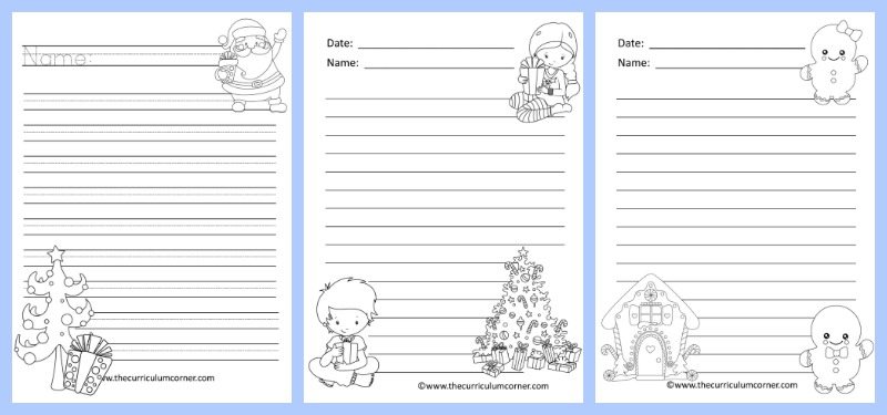 FREE Winter Themed Lined Writing Papers from The Curriculum Corner | Winter Lined Papers 5