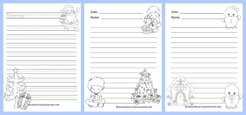 Printable Winter Lined Writing Paper for Kids Writing Paper Writing  Practice Paper Handwriting Paper Regular and Double Lined Paper 