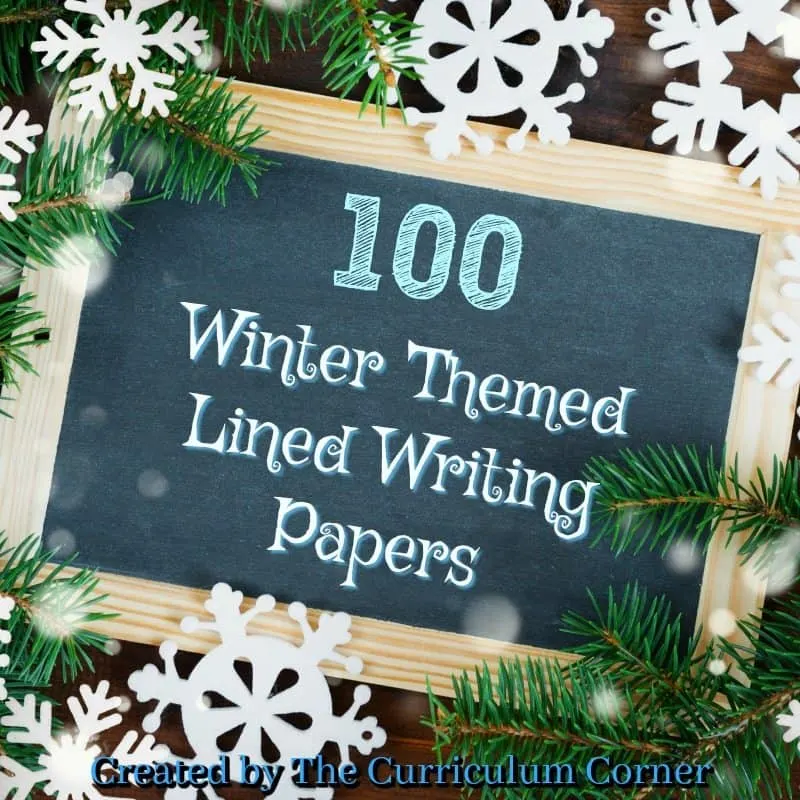FREE Winter Themed Lined Writing Papers from The Curriculum Corner | Winter Lined Papers 6