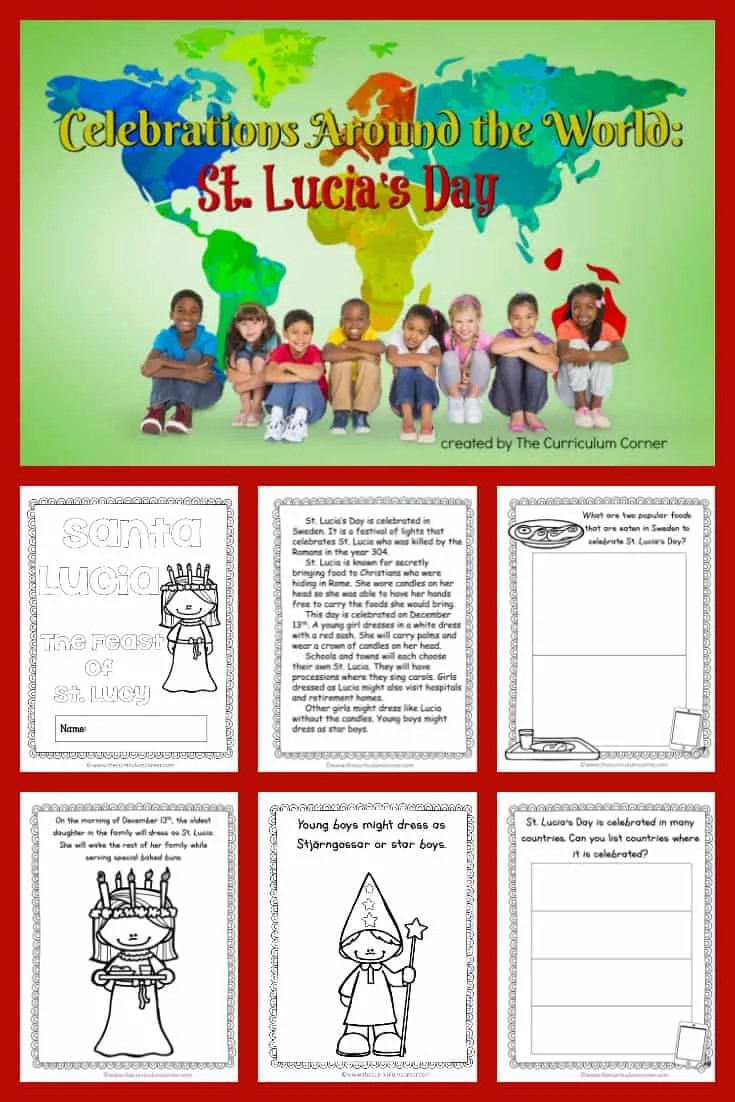 This St. Lucia's Day booklet is designed to help you in a December celebration of holidays around the world. FREE from The Curriculum Corner 1
