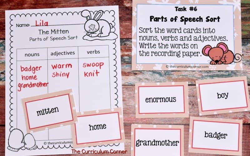 The MItten FREE literacy center activities from The Curriculum Corner 4