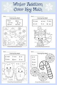 Winter Coloring Key Addition ( Color by Number) 2