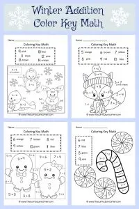 Winter Coloring Key Addition ( Color by Number) 2