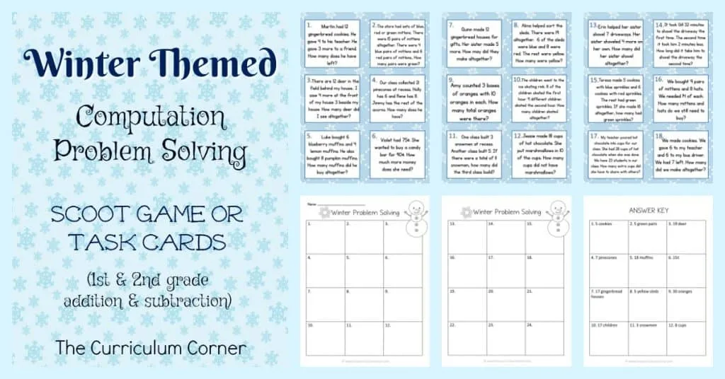 These winter problem solving task cards are geared towards 1st and 2nd grade students.