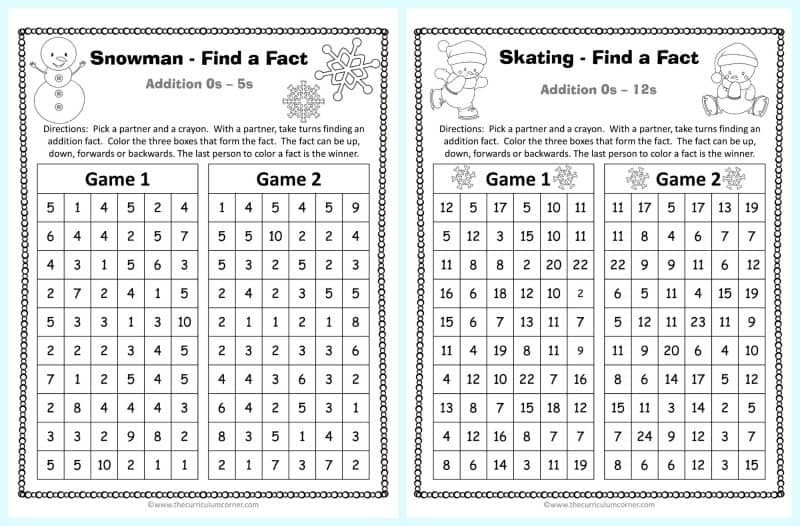 Winter Addition Practice Game 2