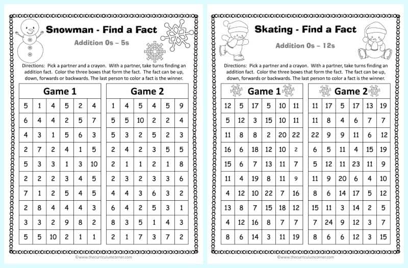 Winter Addition Practice Game 2