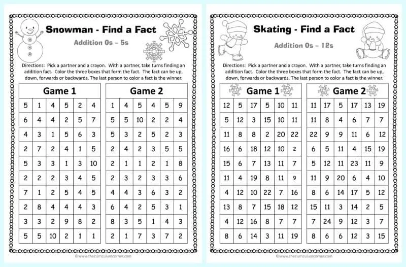 Winter Addition Practice Game 2
