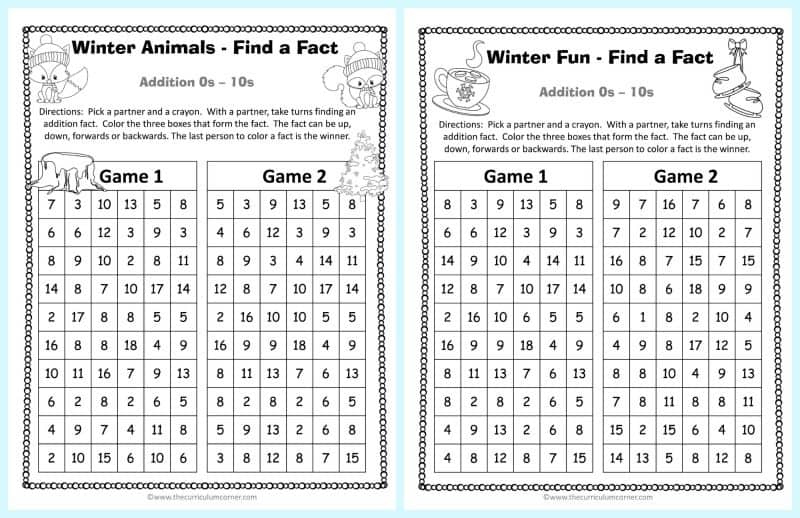 Winter Addition Practice Game 3