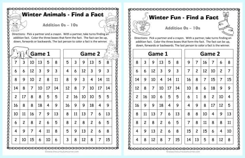 Winter Addition Practice Game 3