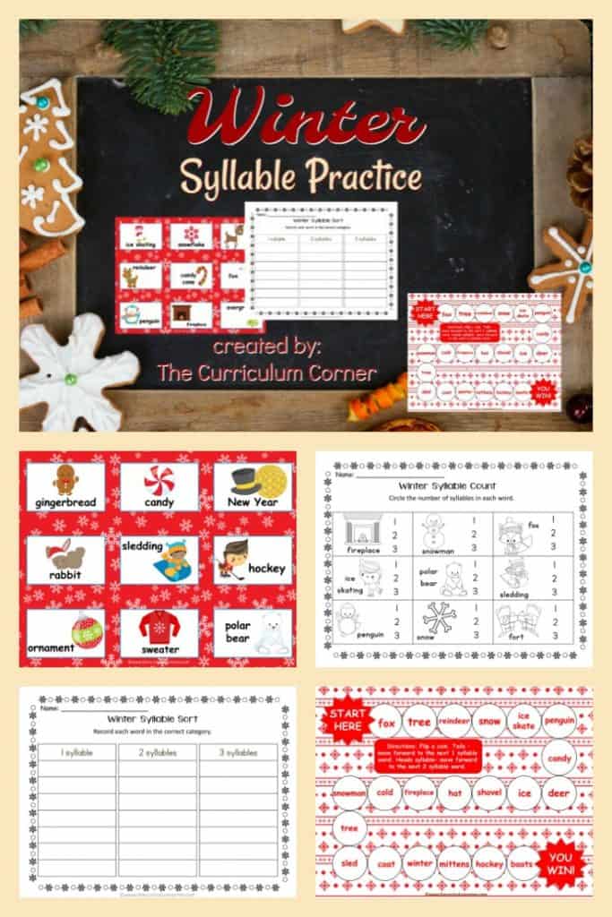 Winter Syllable Practice FREE from The Curriculum Corner