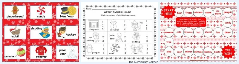 This set of resources for winter syllable practice is designed to be a quick to assemble resource for winter 2