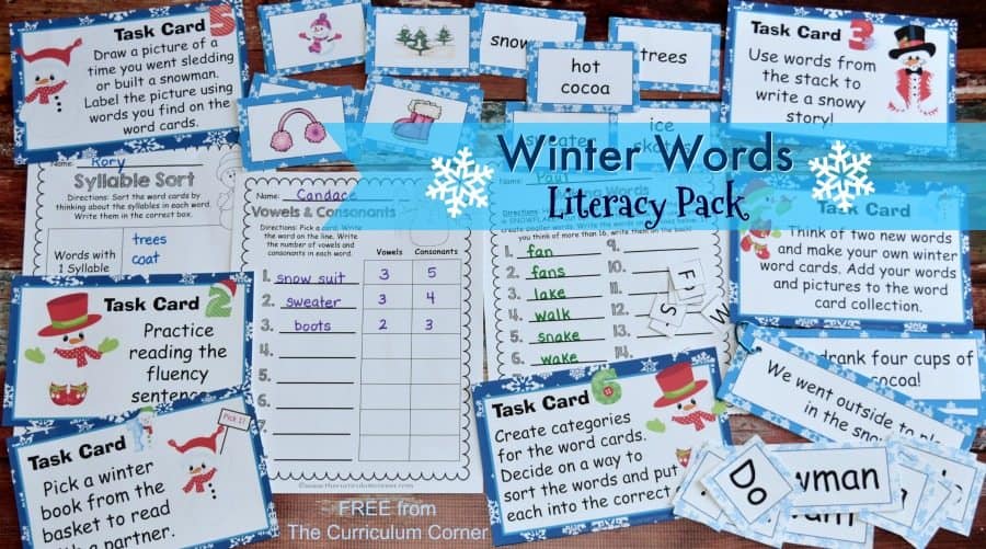 This winter literacy center set is the perfect seasonal word work for this time of year! FREE from The Curriculum Corner