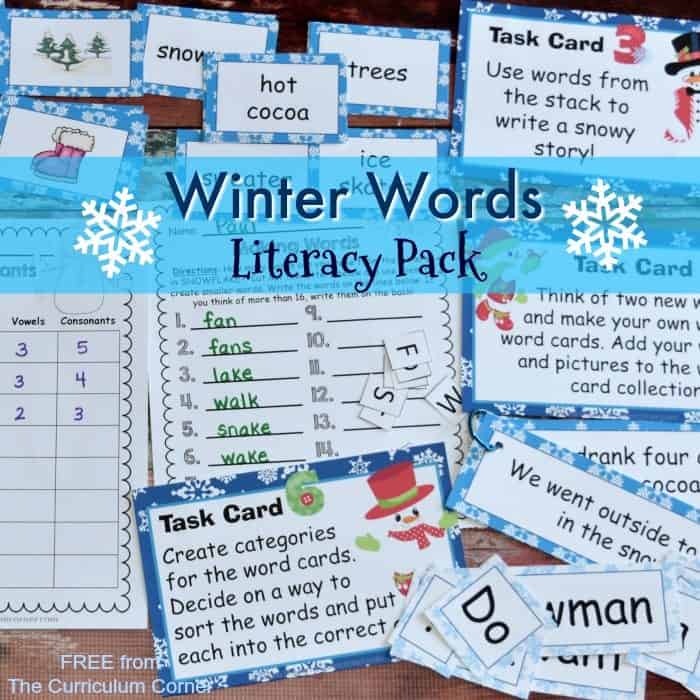 Winter Word Work FREEBIES from The Curriculum Corner