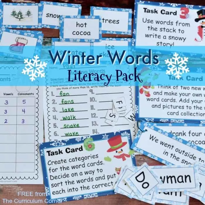 Winter Word Work FREEBIES from The Curriculum Corner