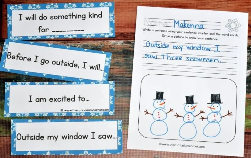 FREE Winter Writing Interventions from The Curriculum Corner