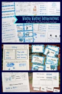 FREE Winter Writing Interventions from The Curriculum Corner