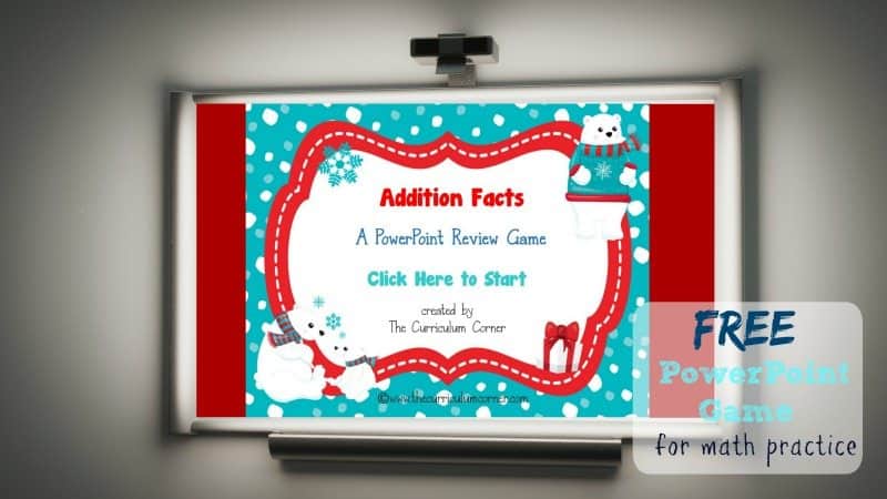 Use this winter addition facts game for PowerPoint to give your students practice with recalling basic facts. Designed with a winter polar bear theme.